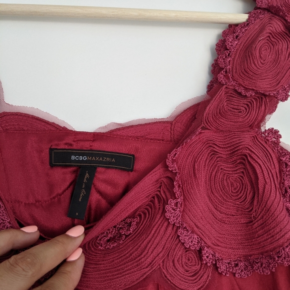 BCBG silk dress, size small, maroon - Picture 2 of 4